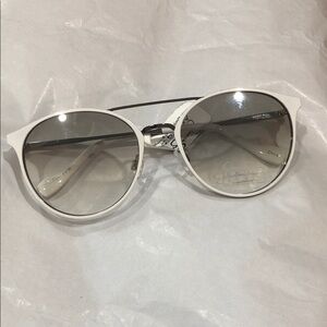 Jessica Simpson j5564 white silver wire frame brow bar smoke lens sunglasses new